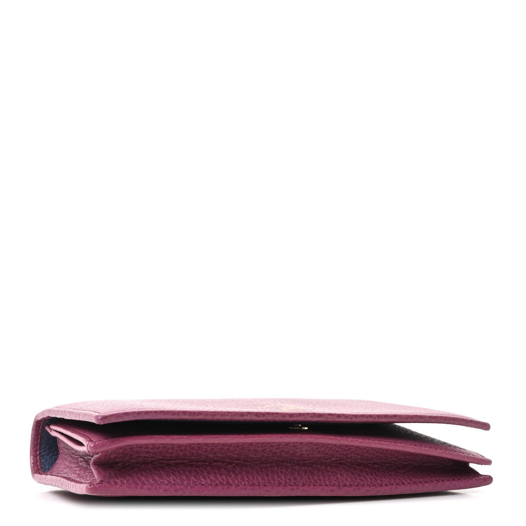Dollar Calfskin Mini Swing Wallet Bag Purple