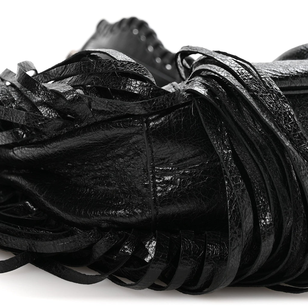 Agneau Arena Le Cagole Fringe Shoulder Bag XS Black