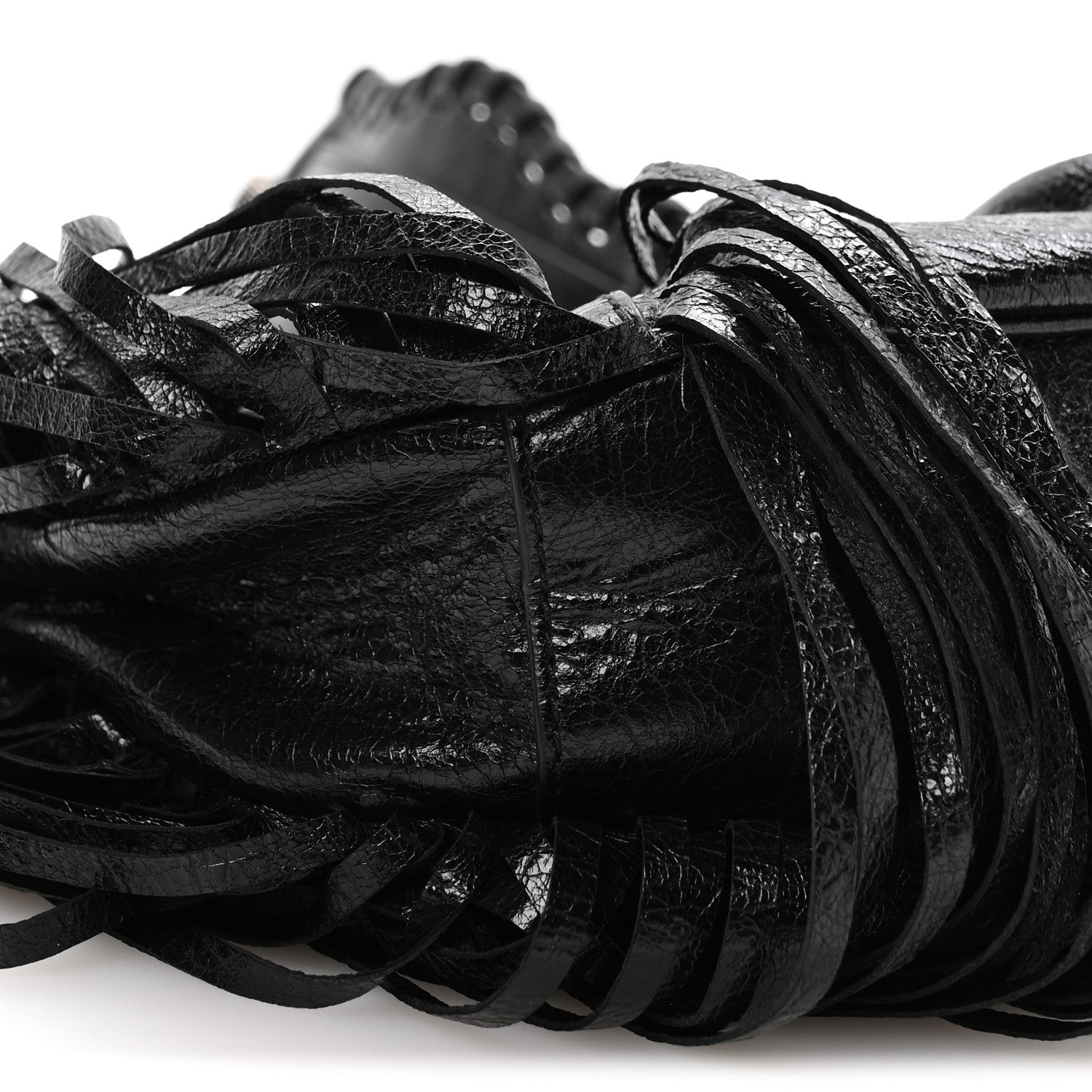 Agneau Arena Le Cagole Fringe Shoulder Bag XS Black