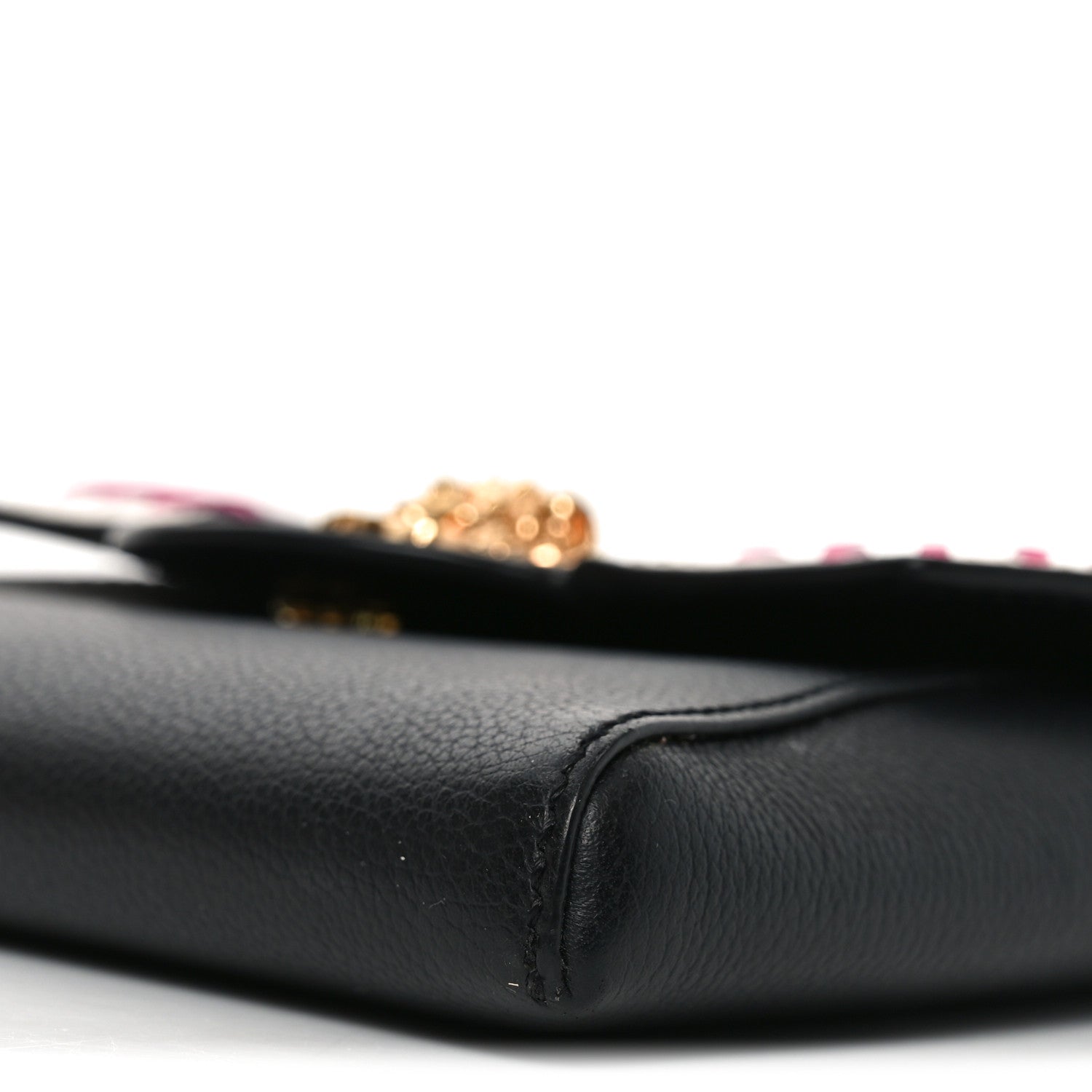 Calfskin Medusa Whipstitch Envelope Clutch Black White