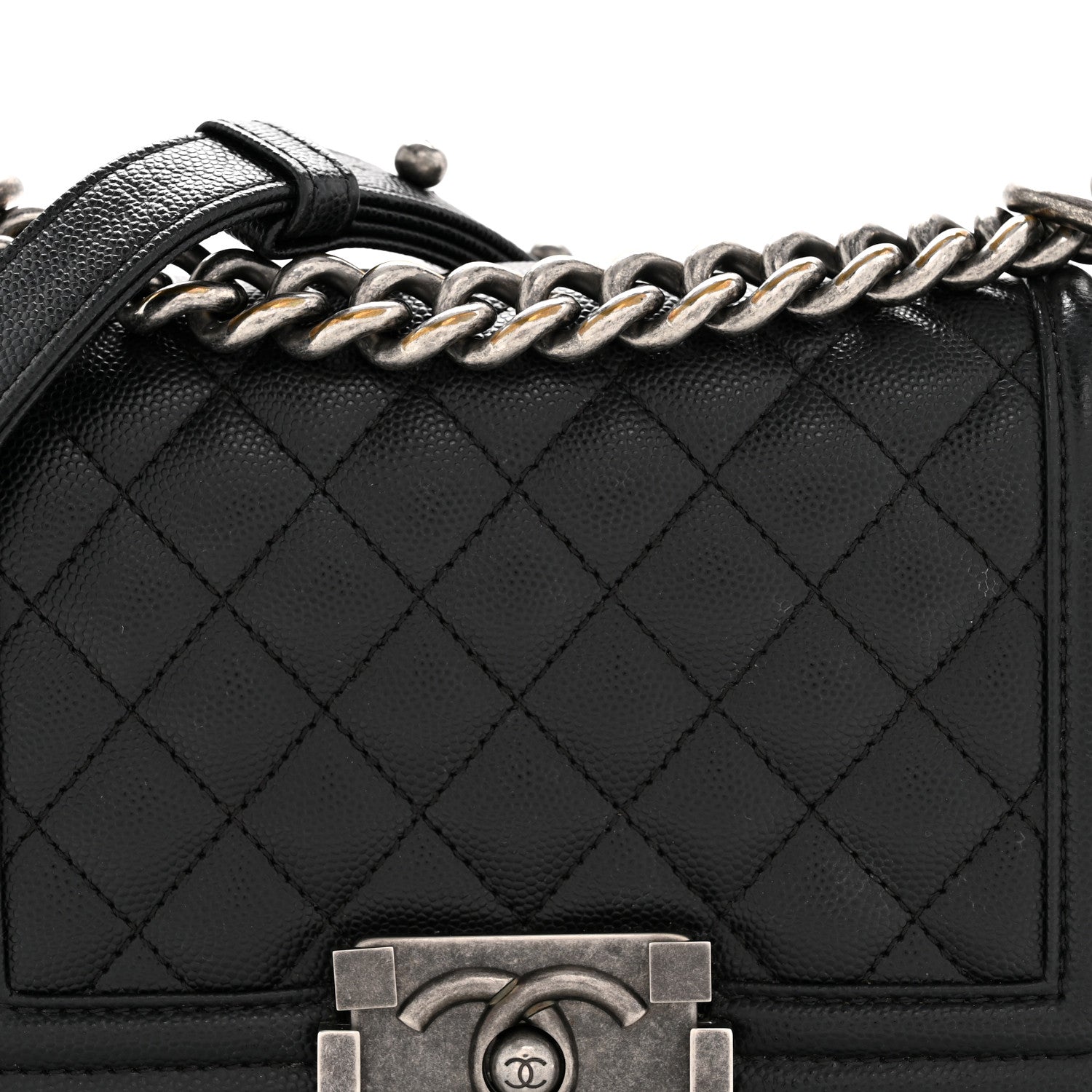 Caviar Quilted Small Boy Flap Black