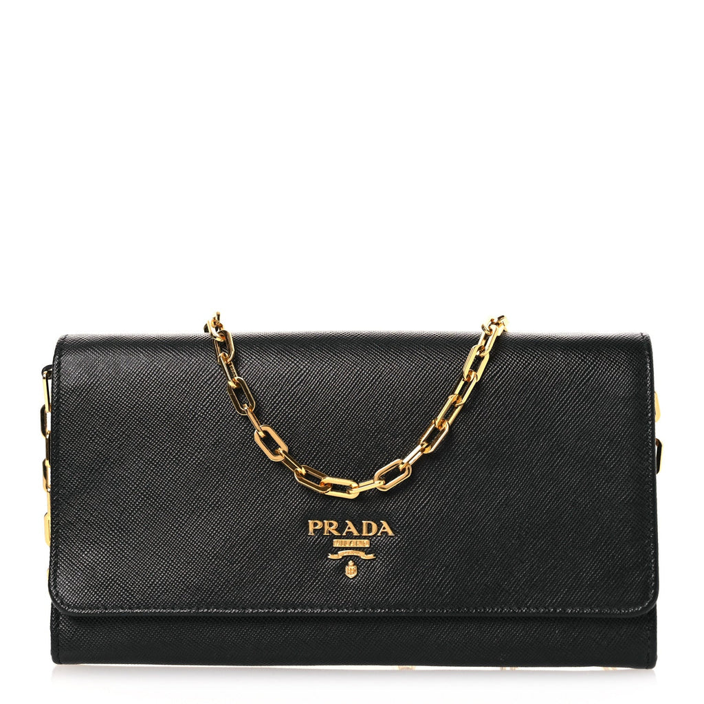 Saffiano Metal Large Chain Wallet Black