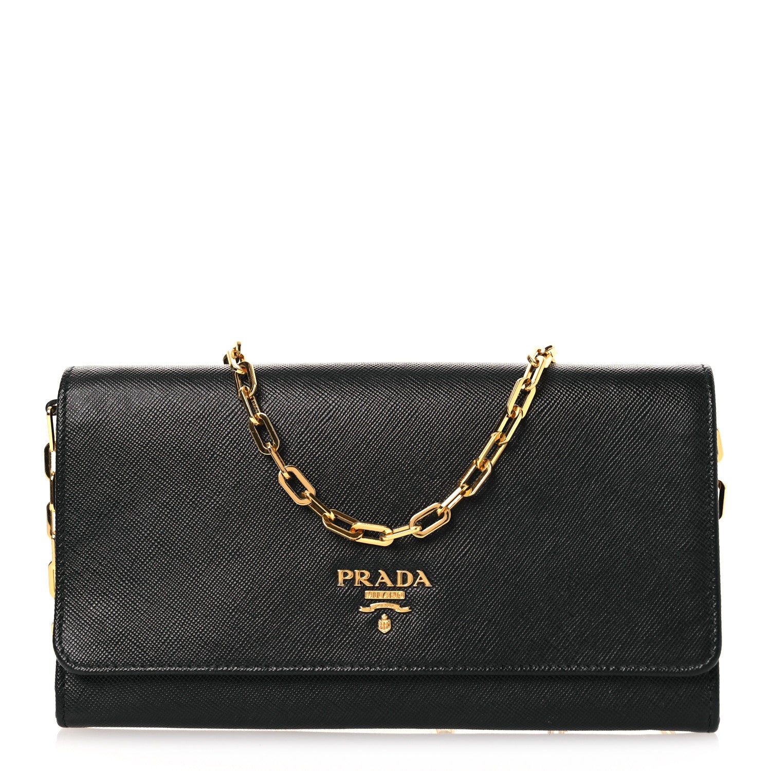 Saffiano Metal Large Chain Wallet Black