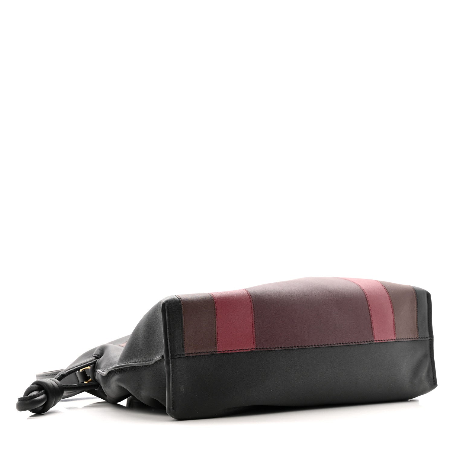 X ALBERS Nappa Calfskin Medium Flamenco Knot Clutch Black Burgundy