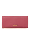 Saffiano Metal Continental Flap Wallet Peonia