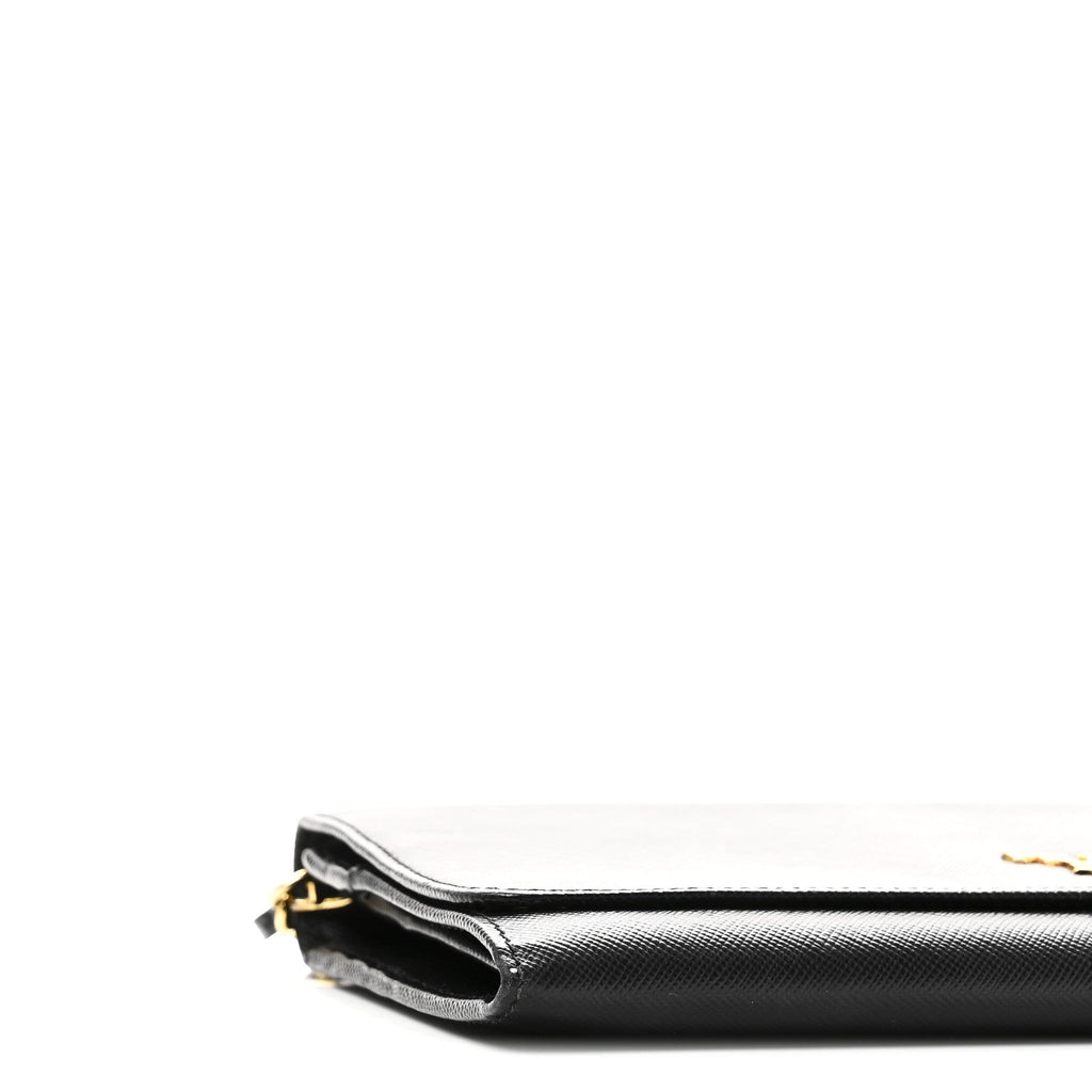 Saffiano Metal Oro Chain Wallet Black