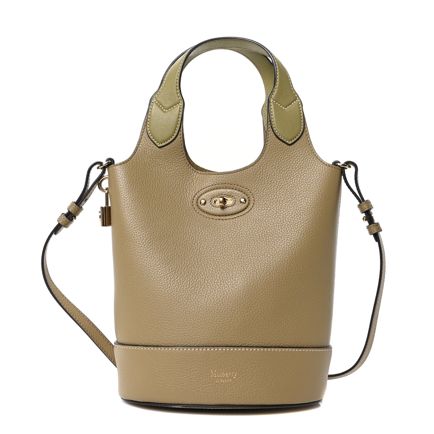 Small Classic Grain Silky Calfskin Lily Tote Linen Green