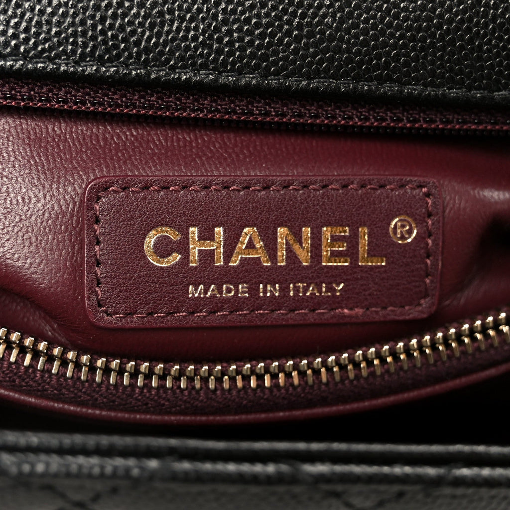 Caviar Quilted Small Coco Handle Flap Black
