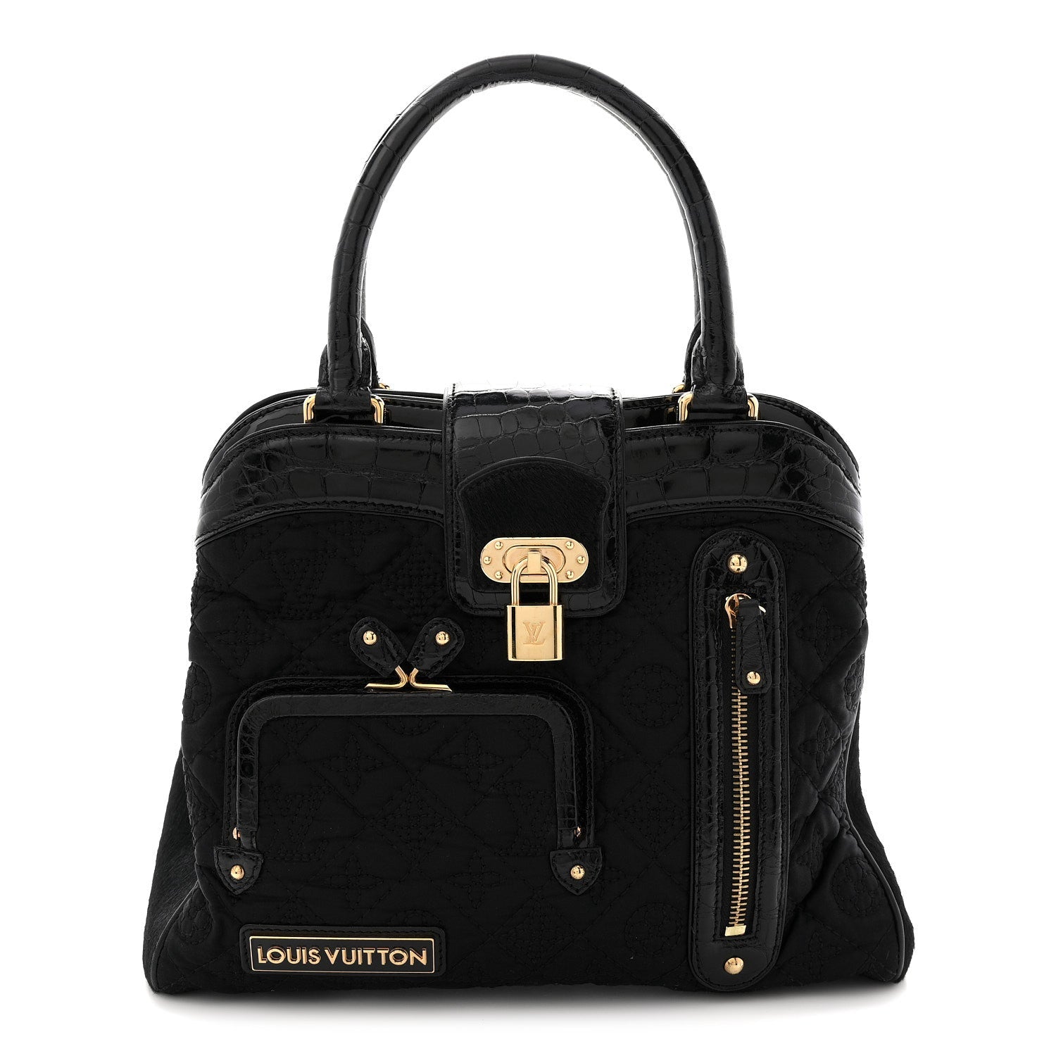 Monogram Silk Pony Hair Alligator Trim Linda Black