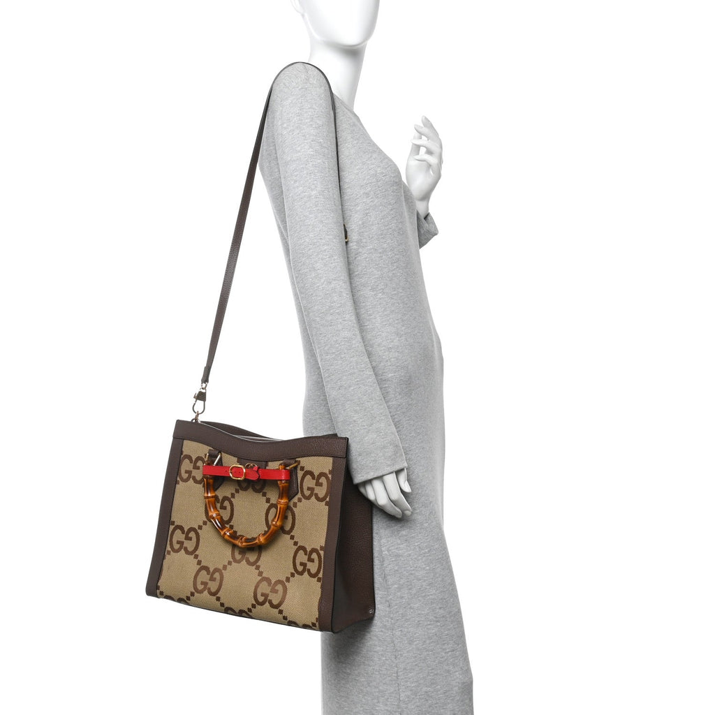 Monogram Jumbo GG Textured Dollar Calfskin Medium Diana Tote Bag Camel Ebony New Acero Pomegranate Red