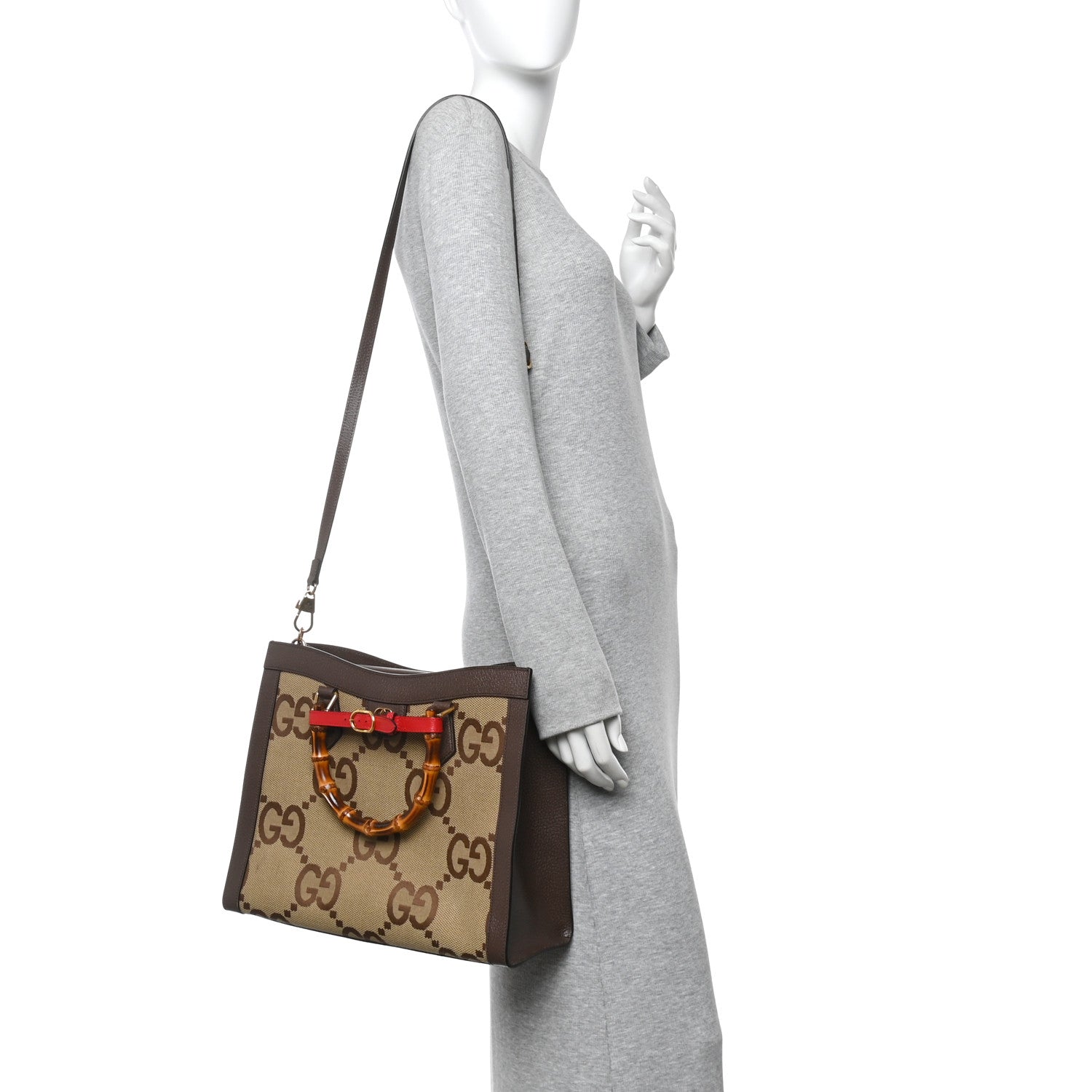 Monogram Jumbo GG Textured Dollar Calfskin Medium Diana Tote Bag Camel Ebony New Acero Pomegranate Red