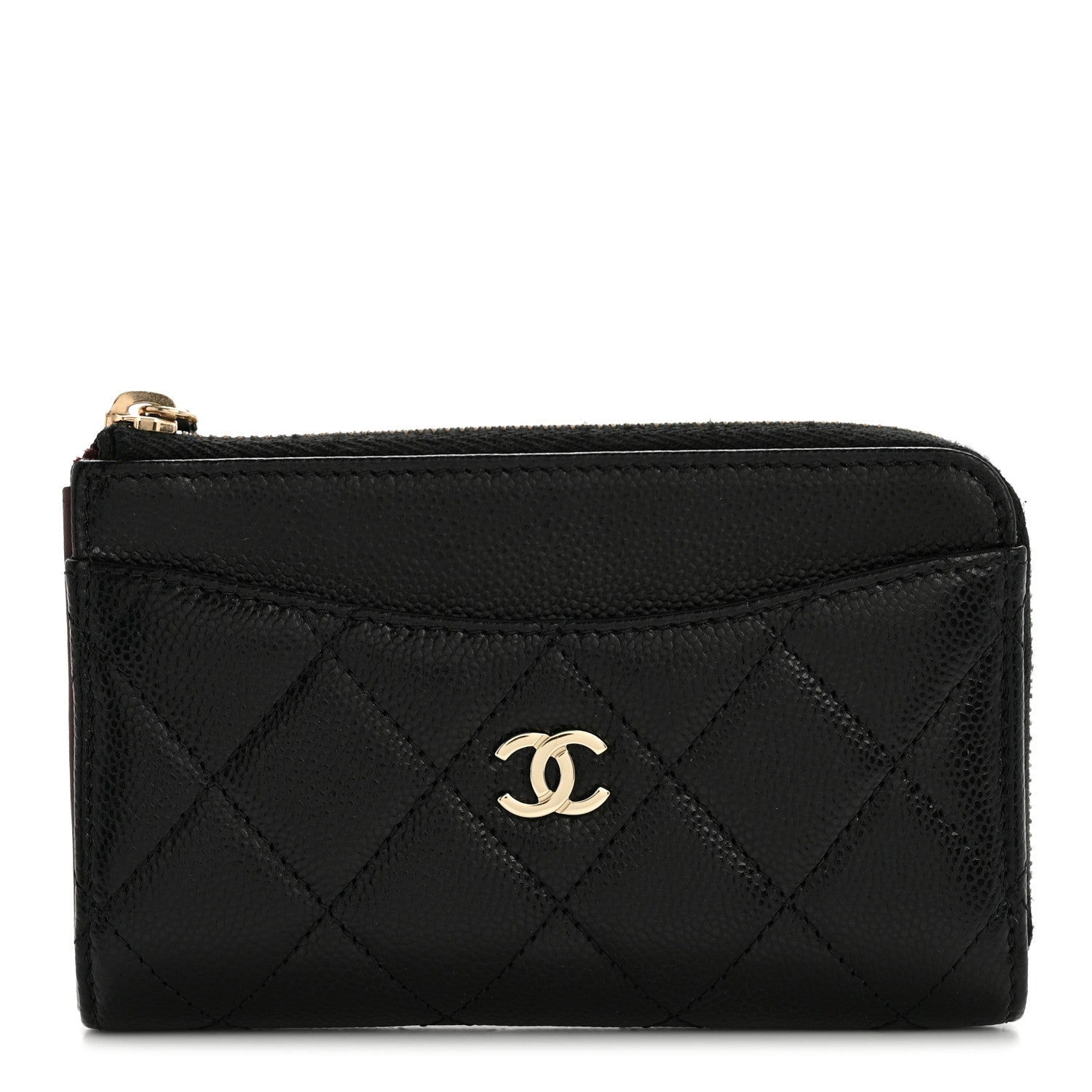 Caviar Quilted CC Zip Around  Holder Black