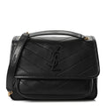 Lambskin Matelasse Monogram Baby Niki Chain Satchel Black