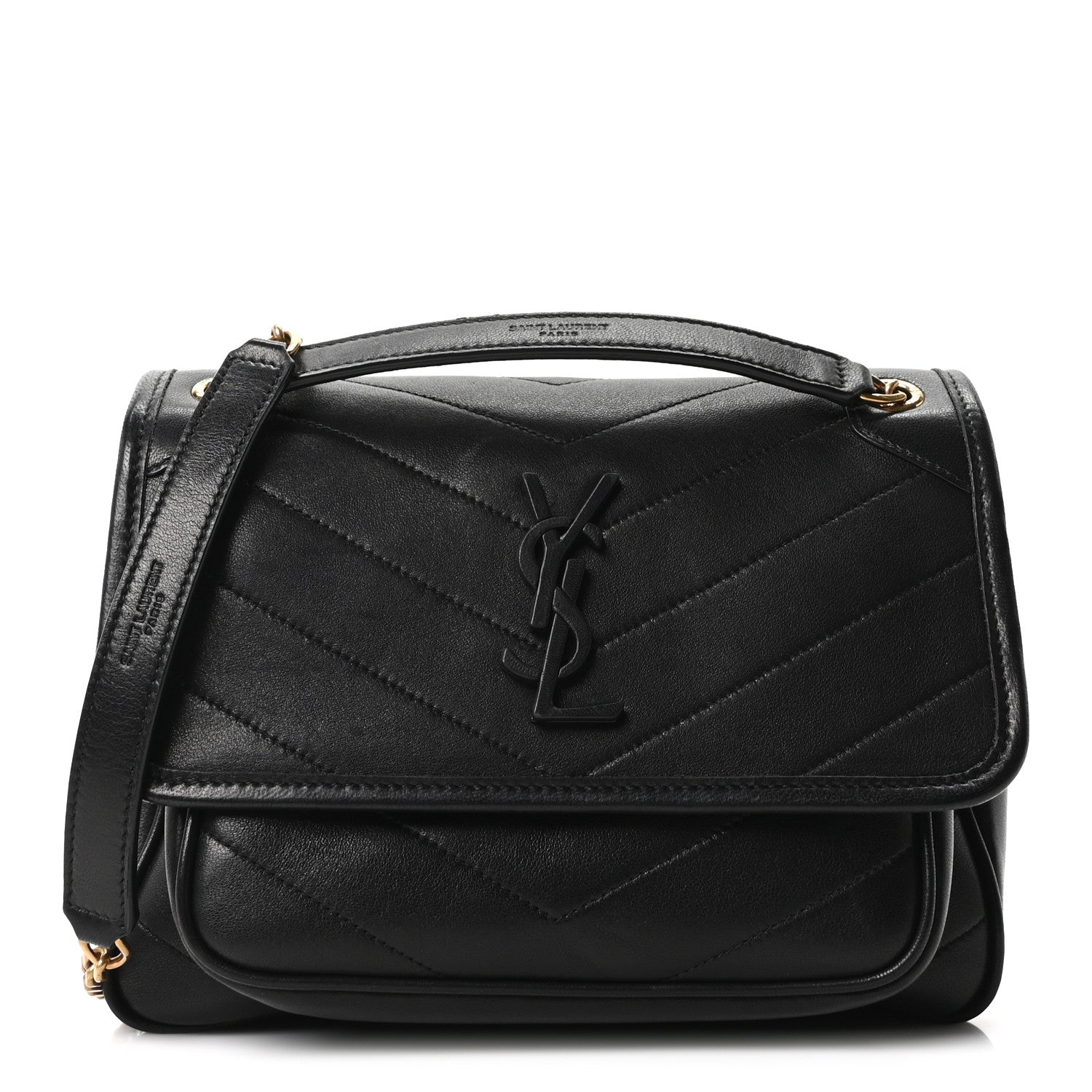 Lambskin Matelasse Monogram Baby Niki Chain Satchel Black