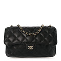 Caviar Fabric Foldable Tote Bag With Chain Black Multicolor