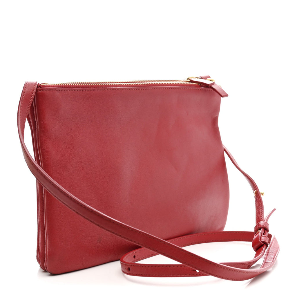 Lambskin Large Trio Crossbody Bag Red