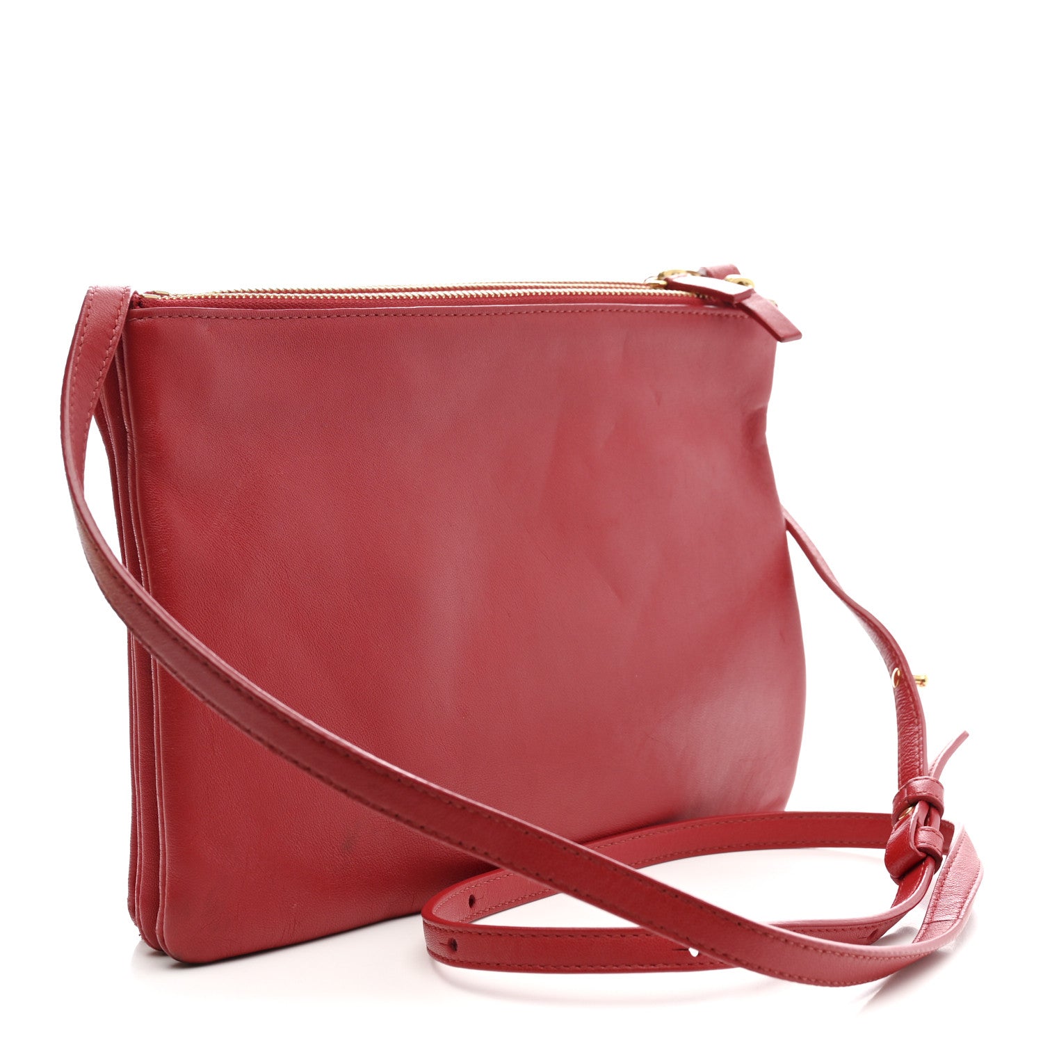 Lambskin Large Trio Crossbody Bag Red