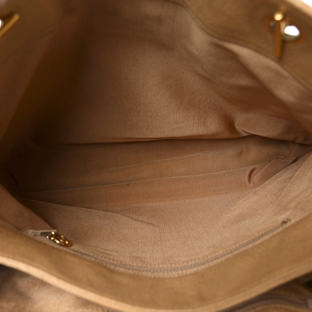 Caviar Turnlock Tote Beige