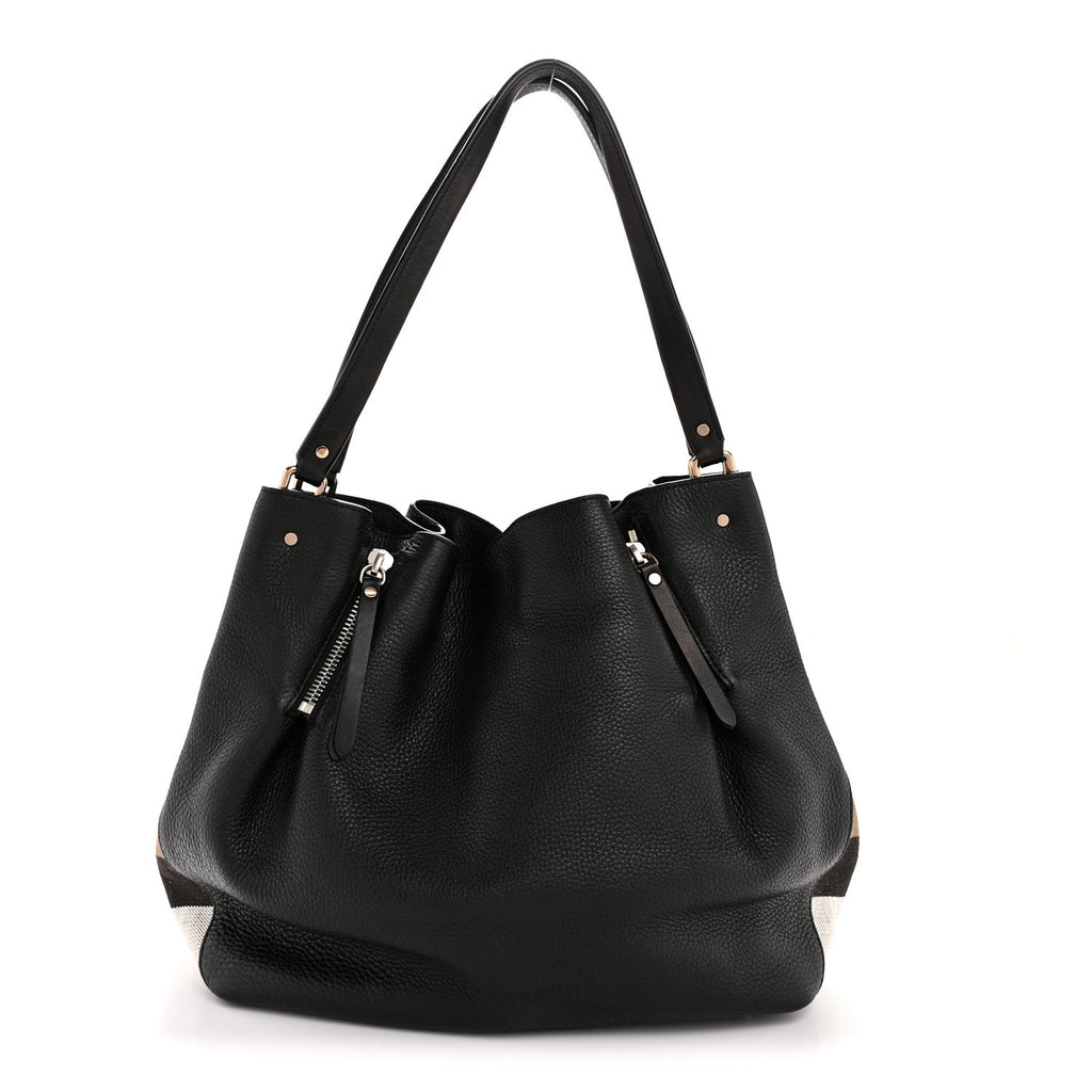 Grainy Calfskin House Check Medium Maidstone Black