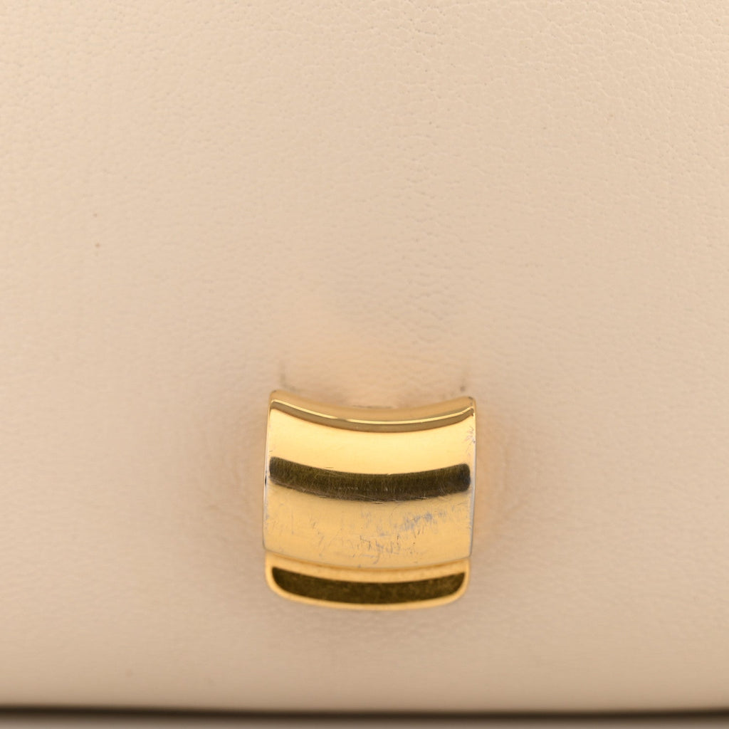 Calfskin Small Margot Top Handle Satchel Bone Black