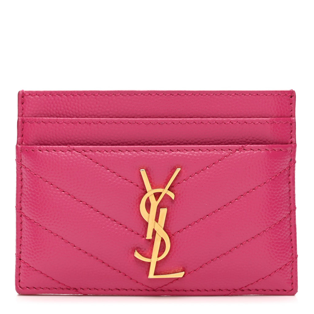 Grain De Poudre Matelasse Chevron Monogram Credit  Case Fresh Fuxia
