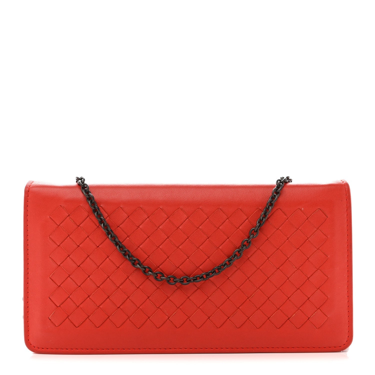 Nappa Intrecciato Continental Wallet on Chain Red