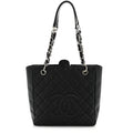 Caviar Quilted Petit Shopping Tote PST Black
