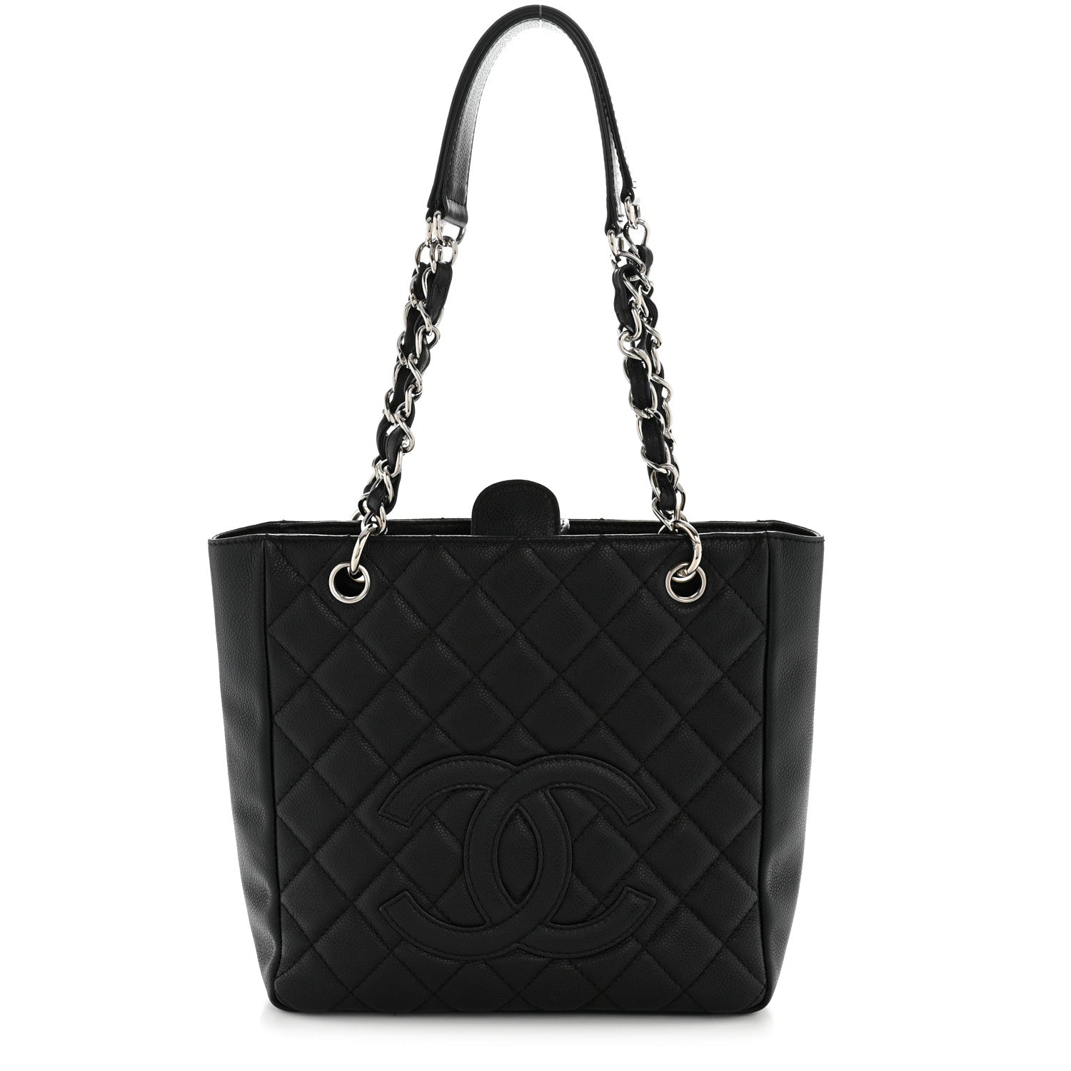 Caviar Quilted Petit Shopping Tote PST Black