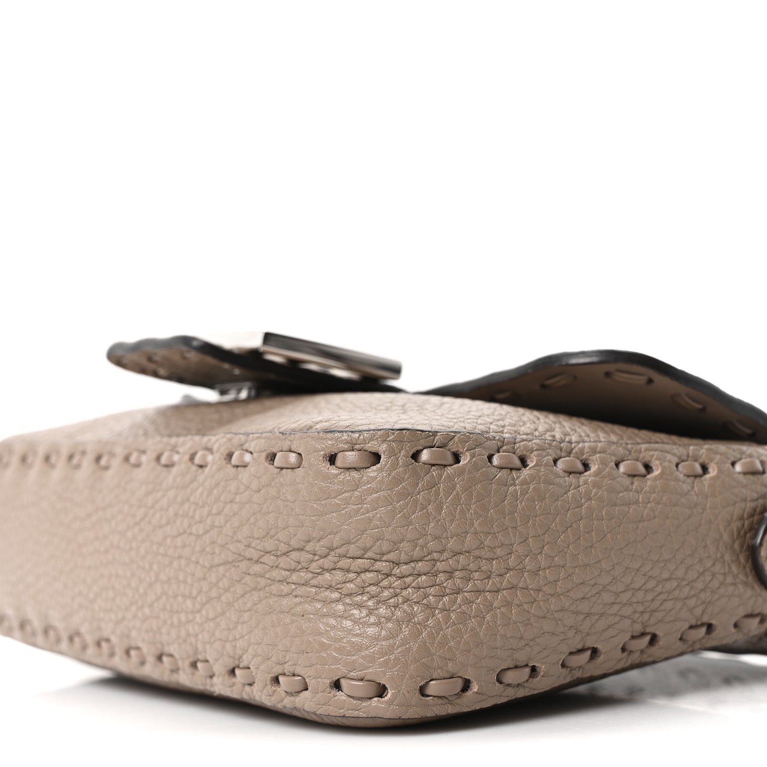 Cuoio Roma Sellerissima Nappa Sintetica Tape Stitch Mini Baguette Argento