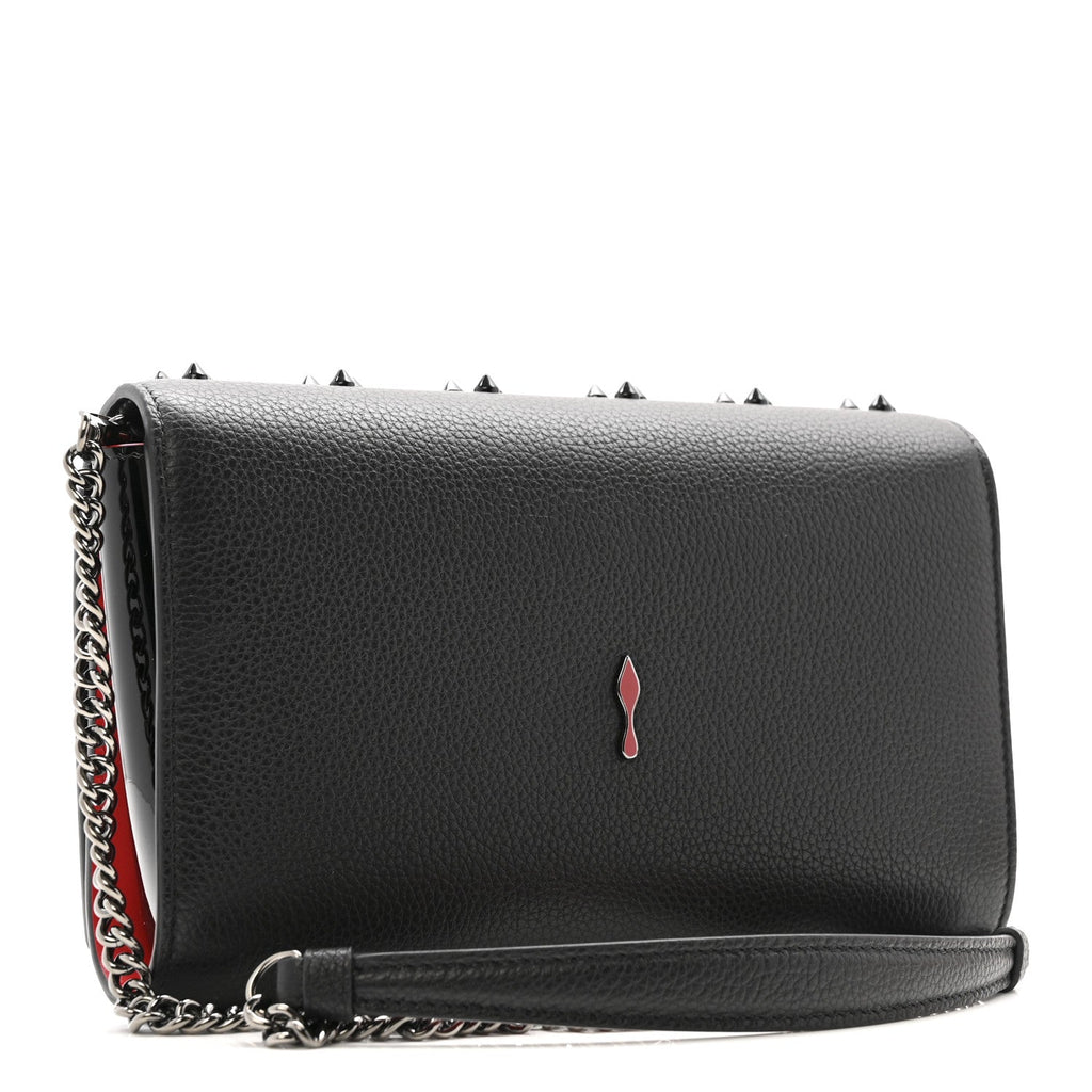 Calfskin Spikes Loubinthesky Paloma Clutch Black