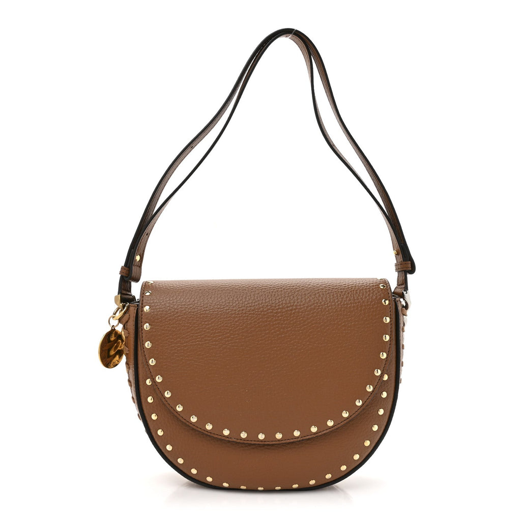 Eco Grainy Alter Mat Studded Frayme Flap Shoulder Bag Pecan