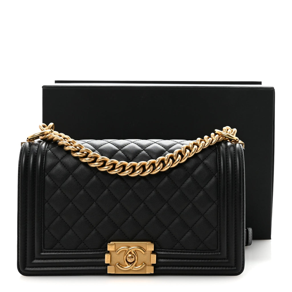 Calfskin Quilted Medium Boy Flap Black