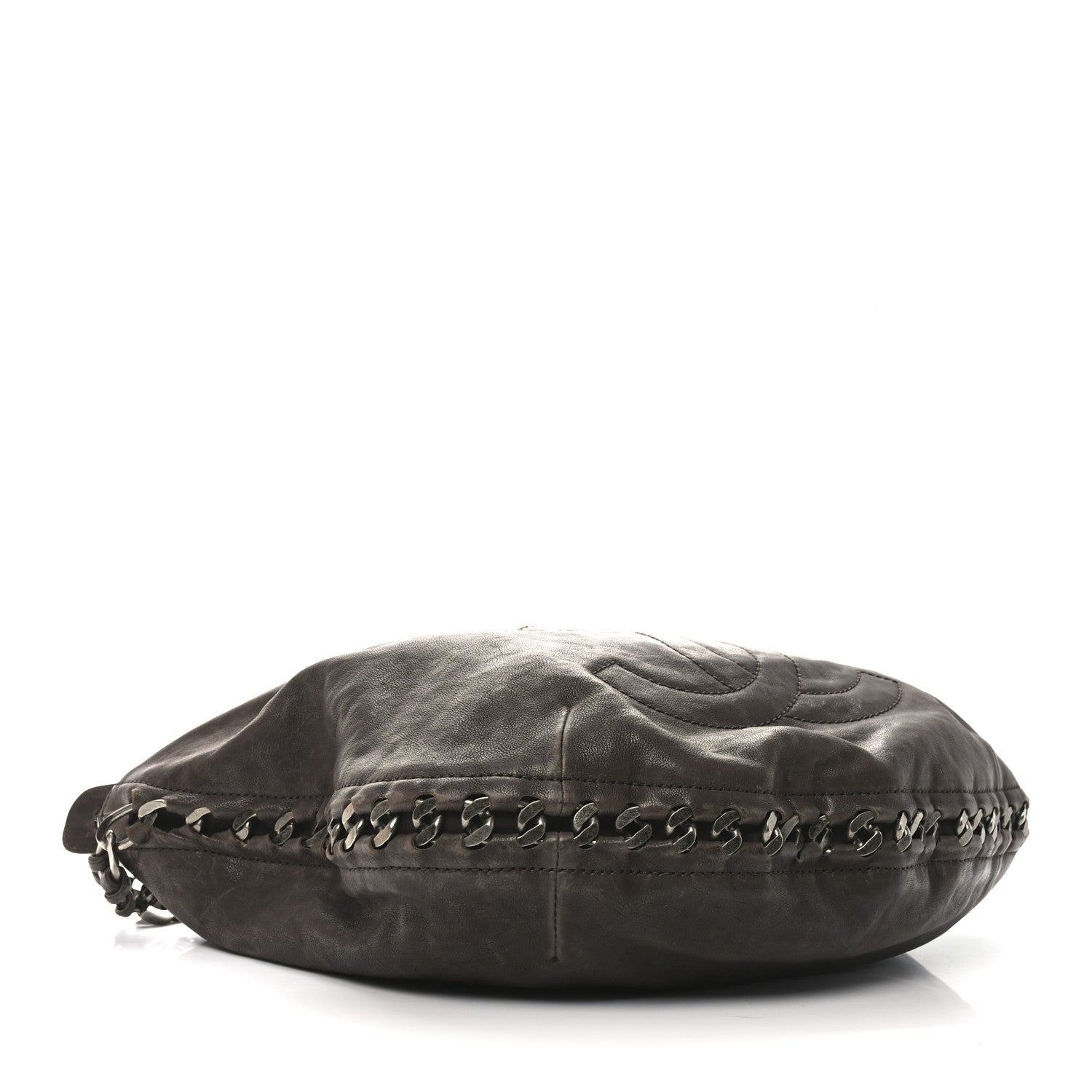 Calfskin Modern Chain Hobo Brown