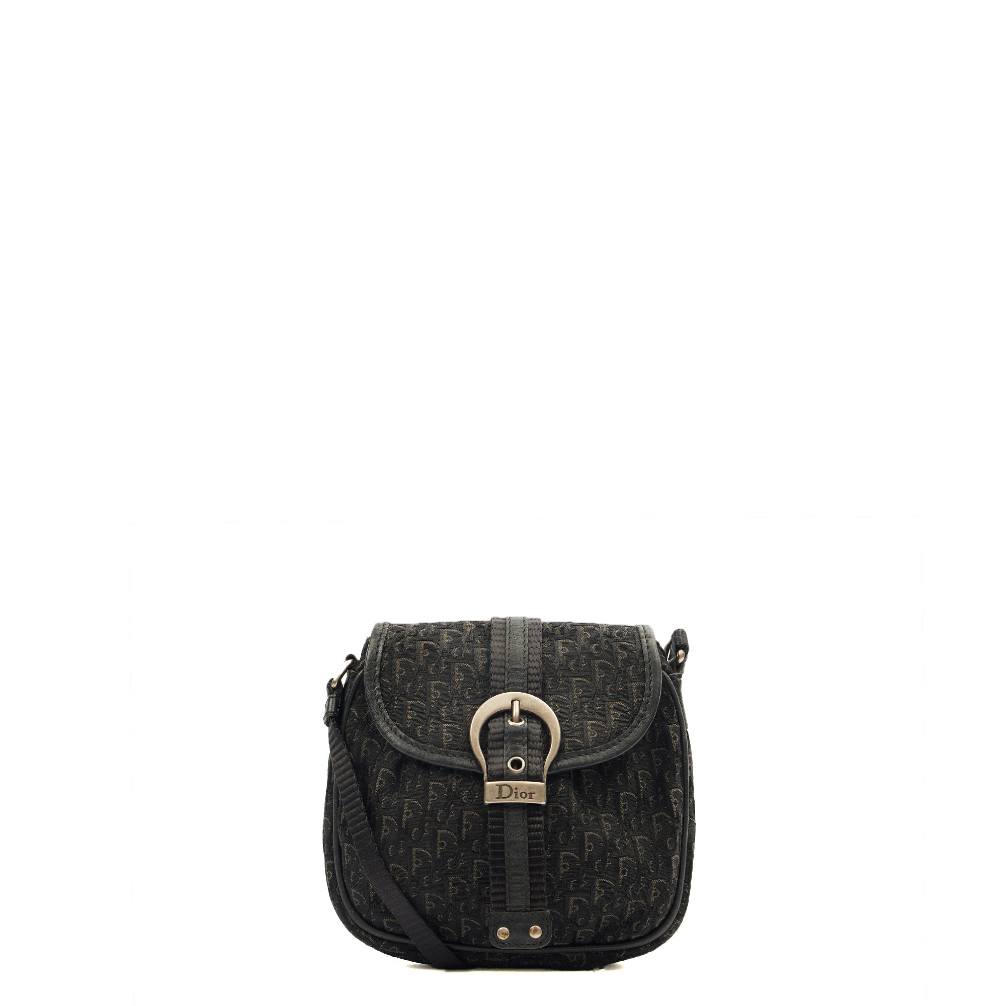 Christian Dior Cross Body Trotter Pouch in Black, Diorissimo Canvas