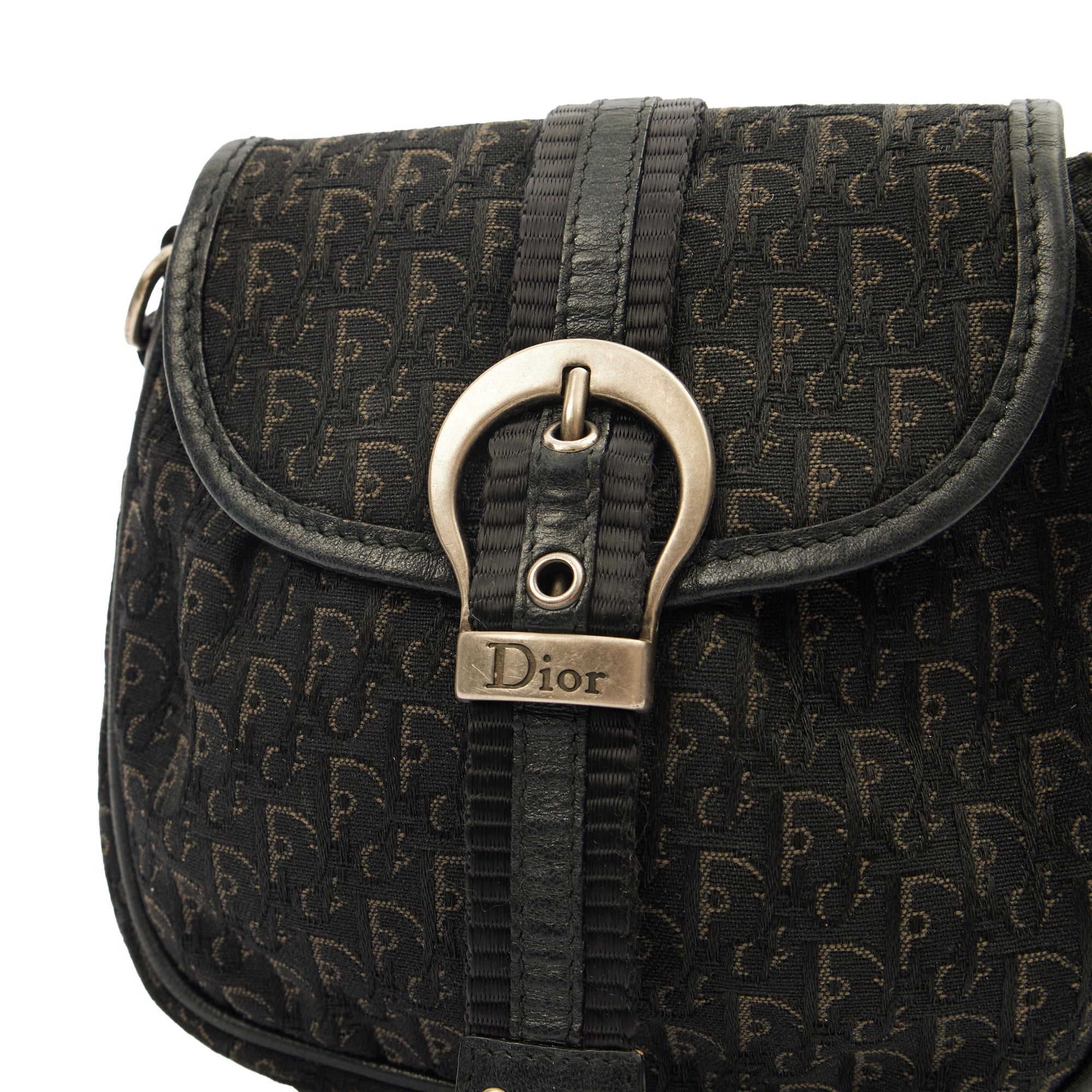 Christian Dior Cross Body Trotter Pouch in Black, Diorissimo Canvas