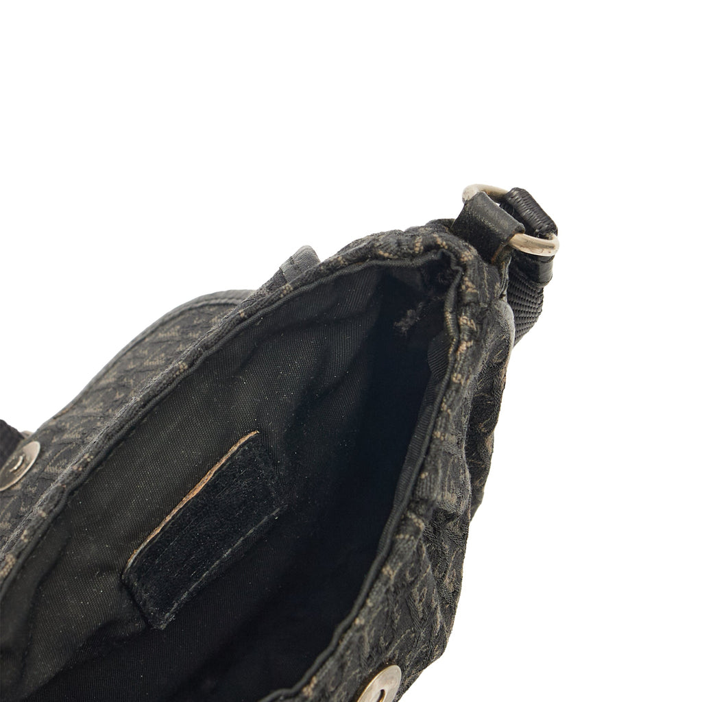 Christian Dior Cross Body Trotter Pouch in Black, Diorissimo Canvas