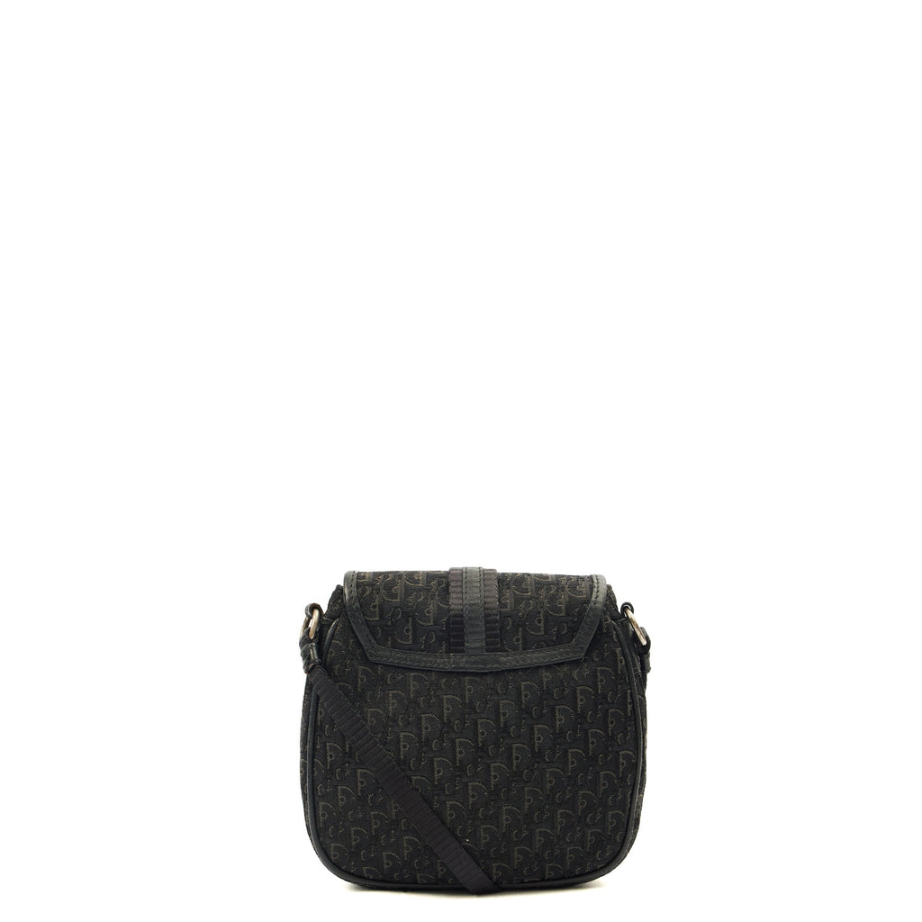 Christian Dior Cross Body Trotter Pouch in Black, Diorissimo Canvas