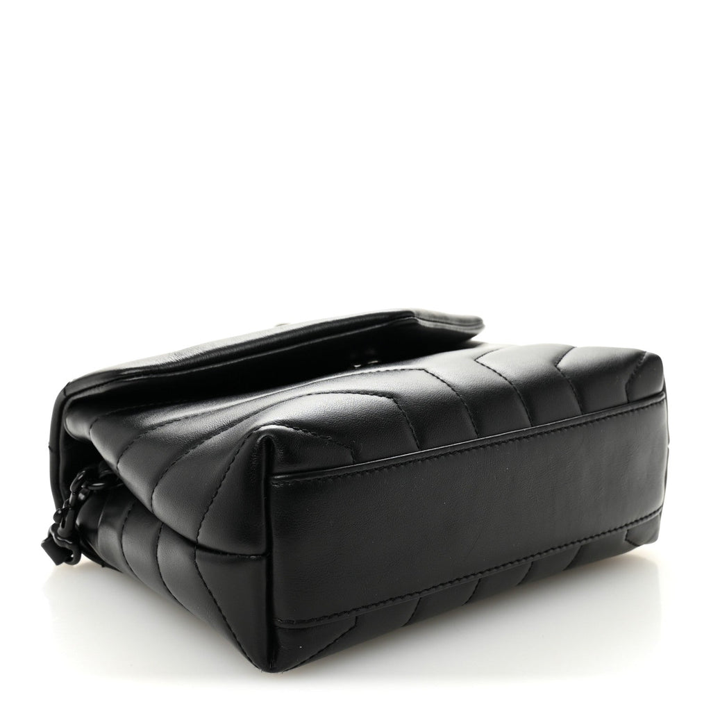 Calfskin Y Quilted Monogram Monochrome Toy Loulou Crossbody Bag Black