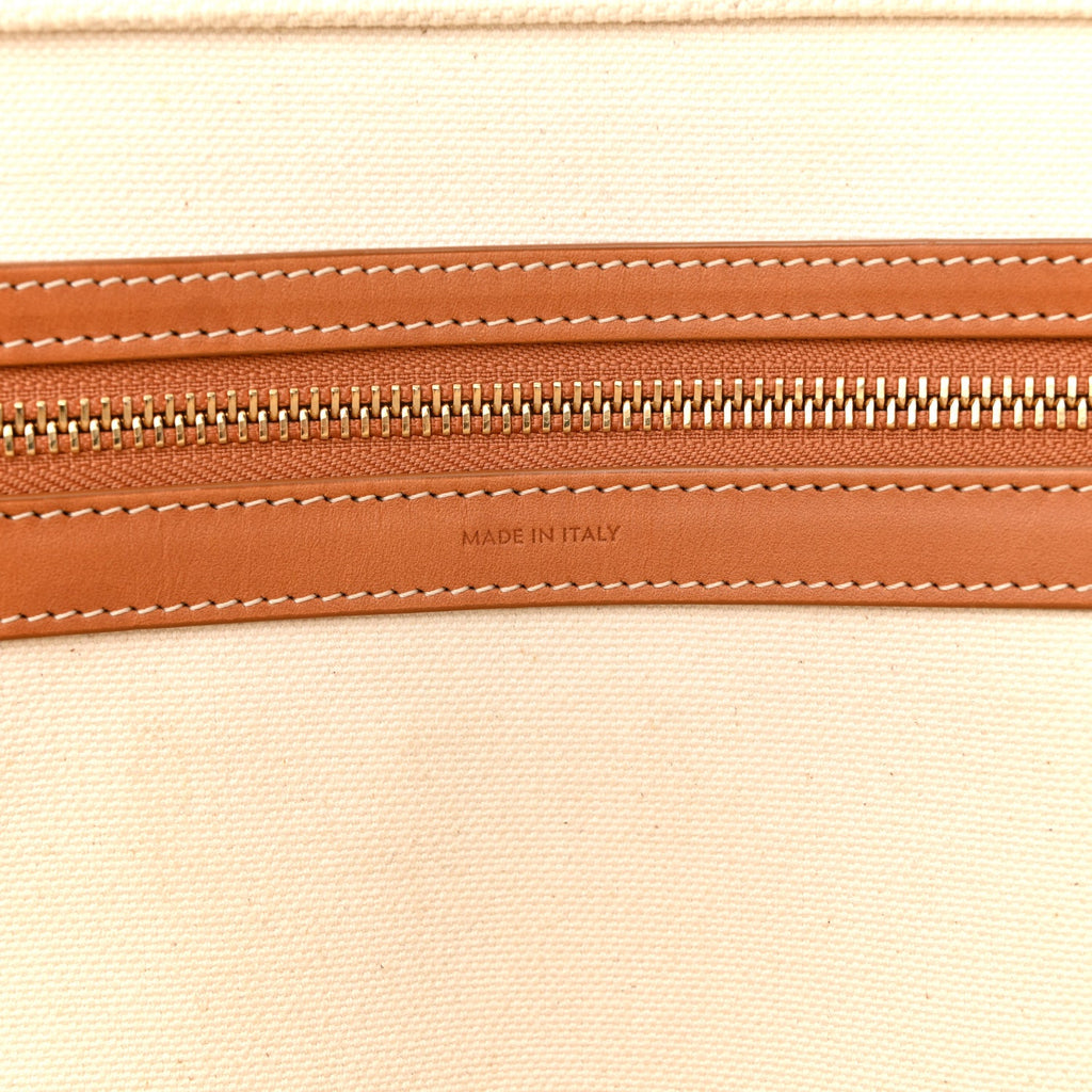 Canvas Calfskin Horizontal Cabas Natural Tan
