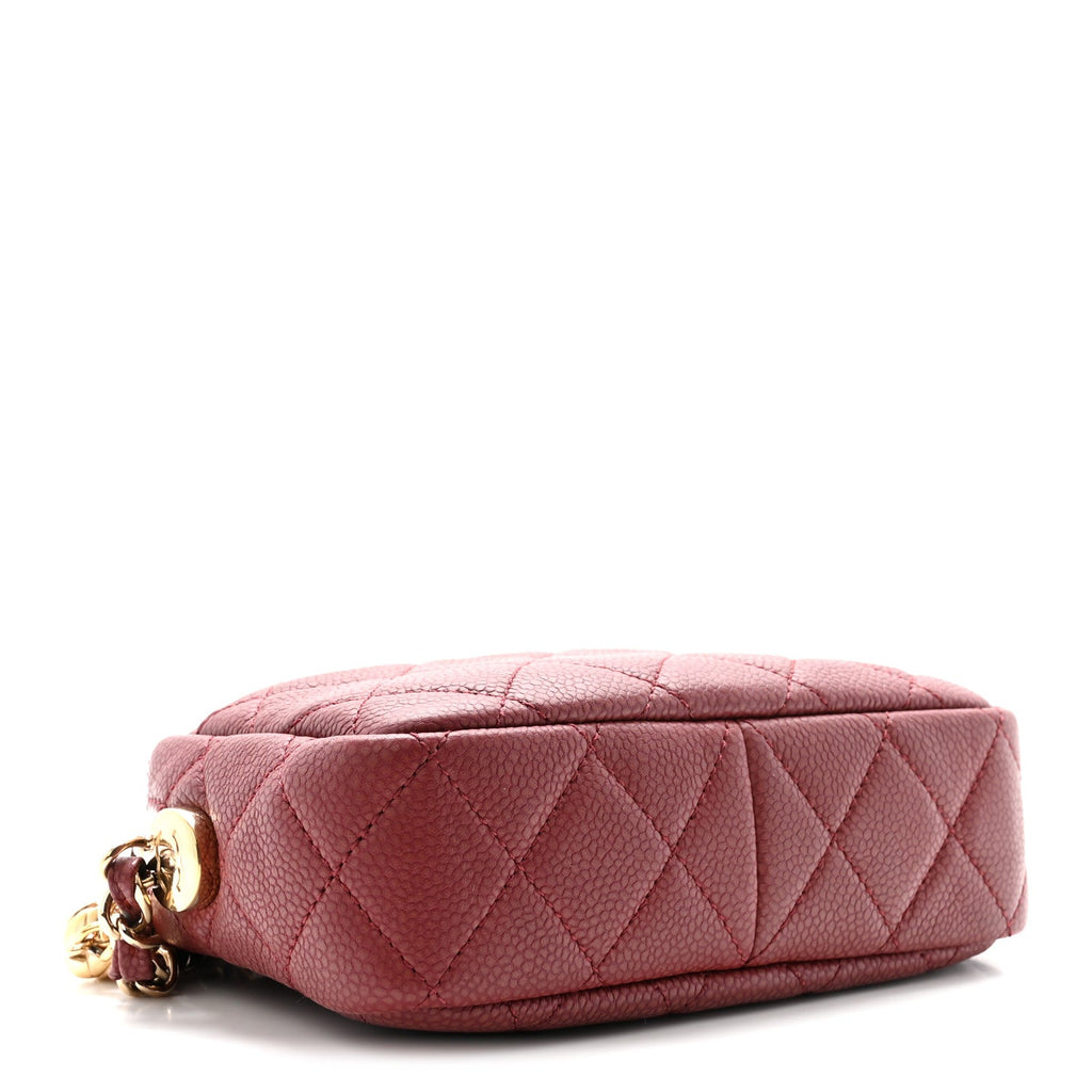 Caviar Quilted Mini Coco Tassel Camera Case Burgundy