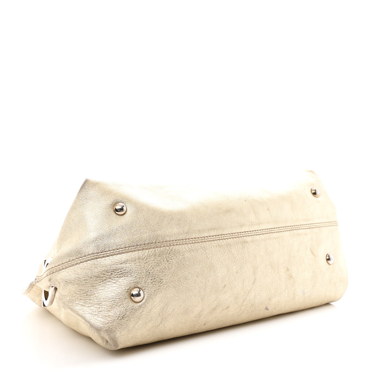 Metallic Grained Calfskin Medium Sofia Satchel Gold