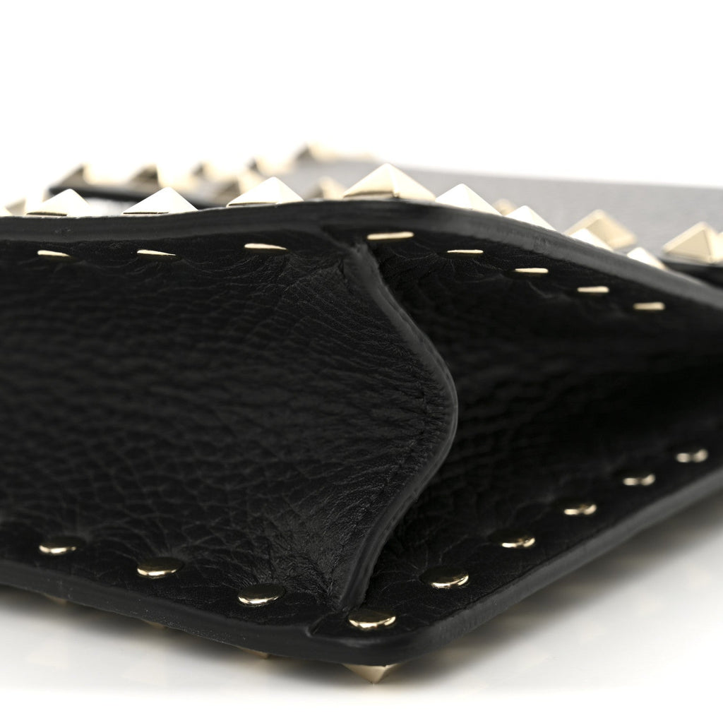 Pebbled Calfskin Rockstud Crossbody Black