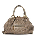 Snakeskin Embossed Calfskin Quilted Studded Beige