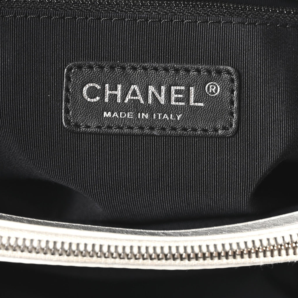 Glazed Calfskin Quilted Small Chain Me Tote Dark White