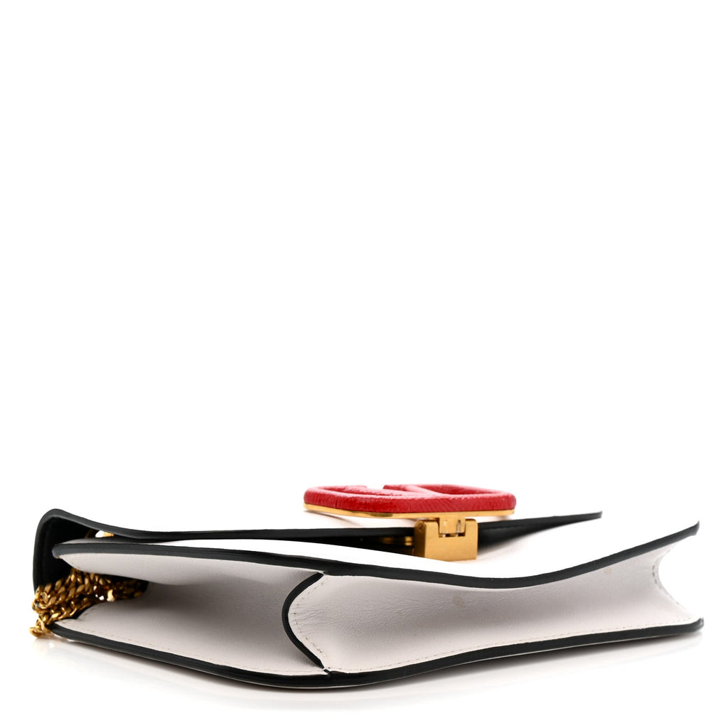 Smooth Calfskin Small VLock Shoulder Bag Bianco Ottico Rouge Pur