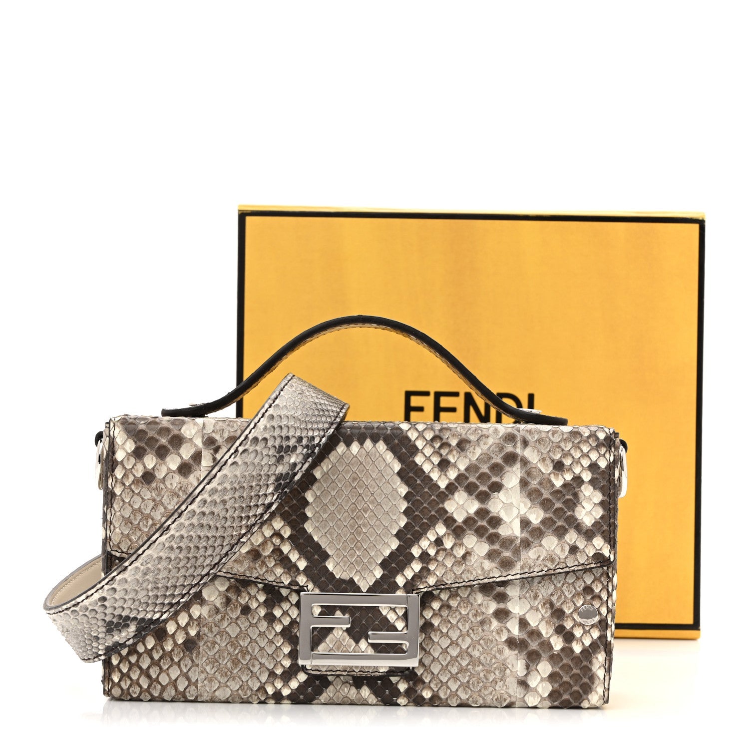 Snakeskin Baguette Soft Trunk White Camelia