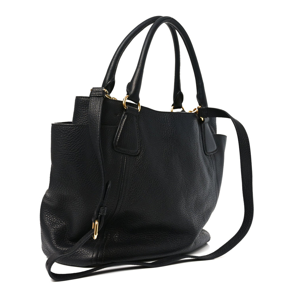 Vitello Daino Side Pocket Tote Black