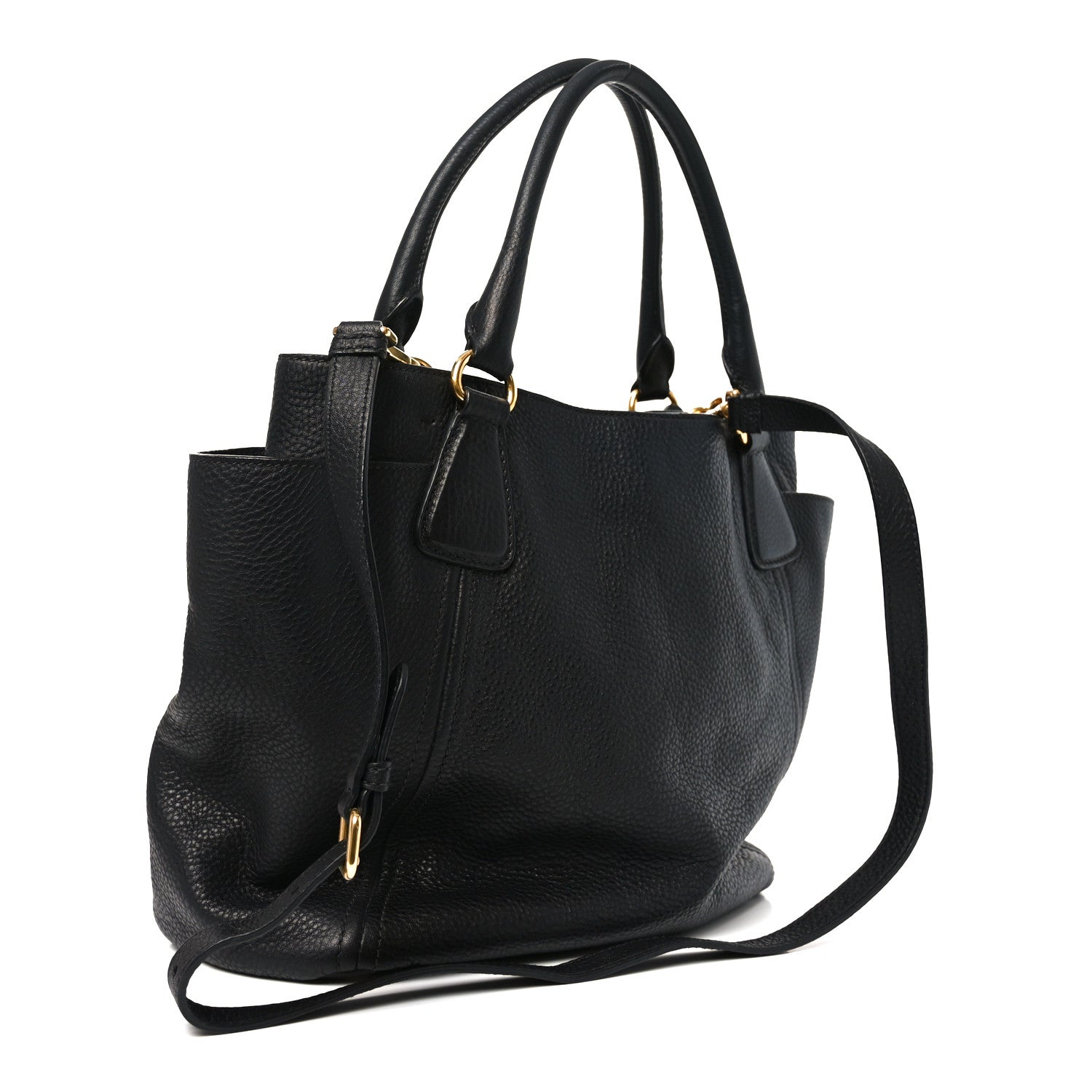 Vitello Daino Side Pocket Tote Black