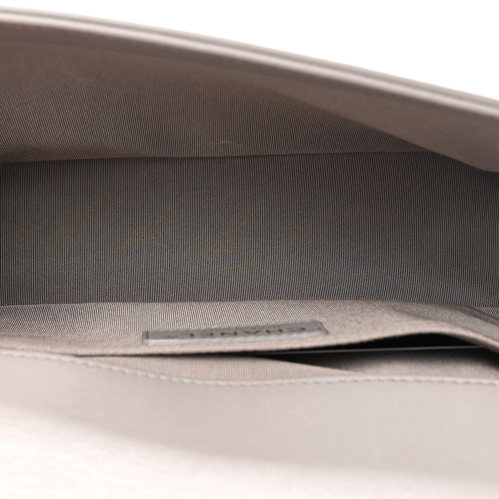 Calfskin Quilted Medium Boy Flap Grey
