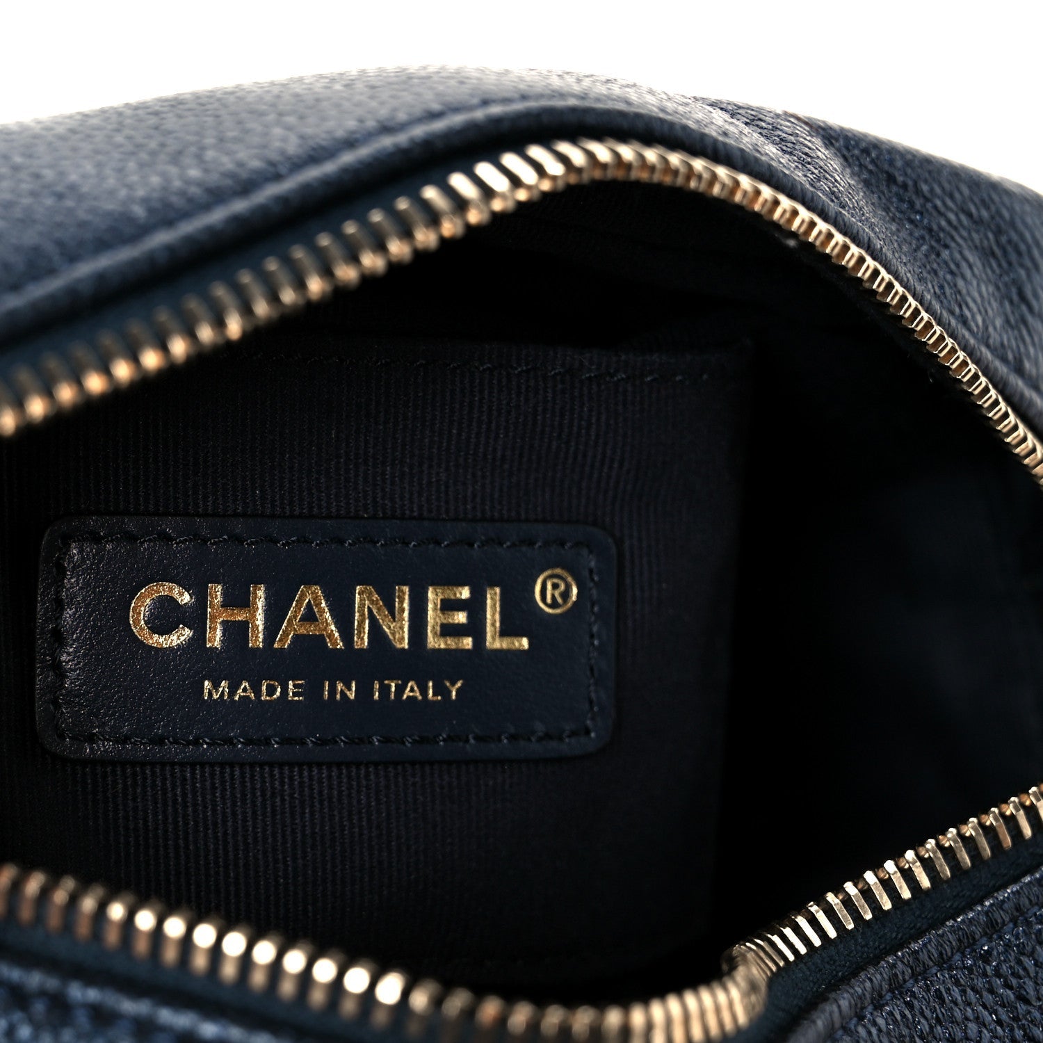 Shiny Caviar Quilted Chain Melody Camera Bag Dark Blue